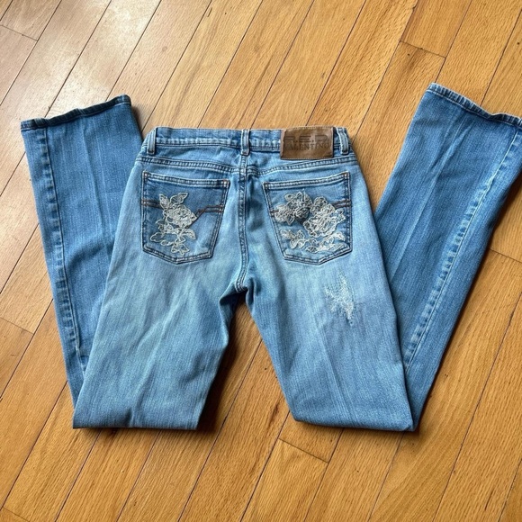 Y2K Red Valentino Designer Floral Embroidered Straight Leg Jeans - Picture 2 of 9